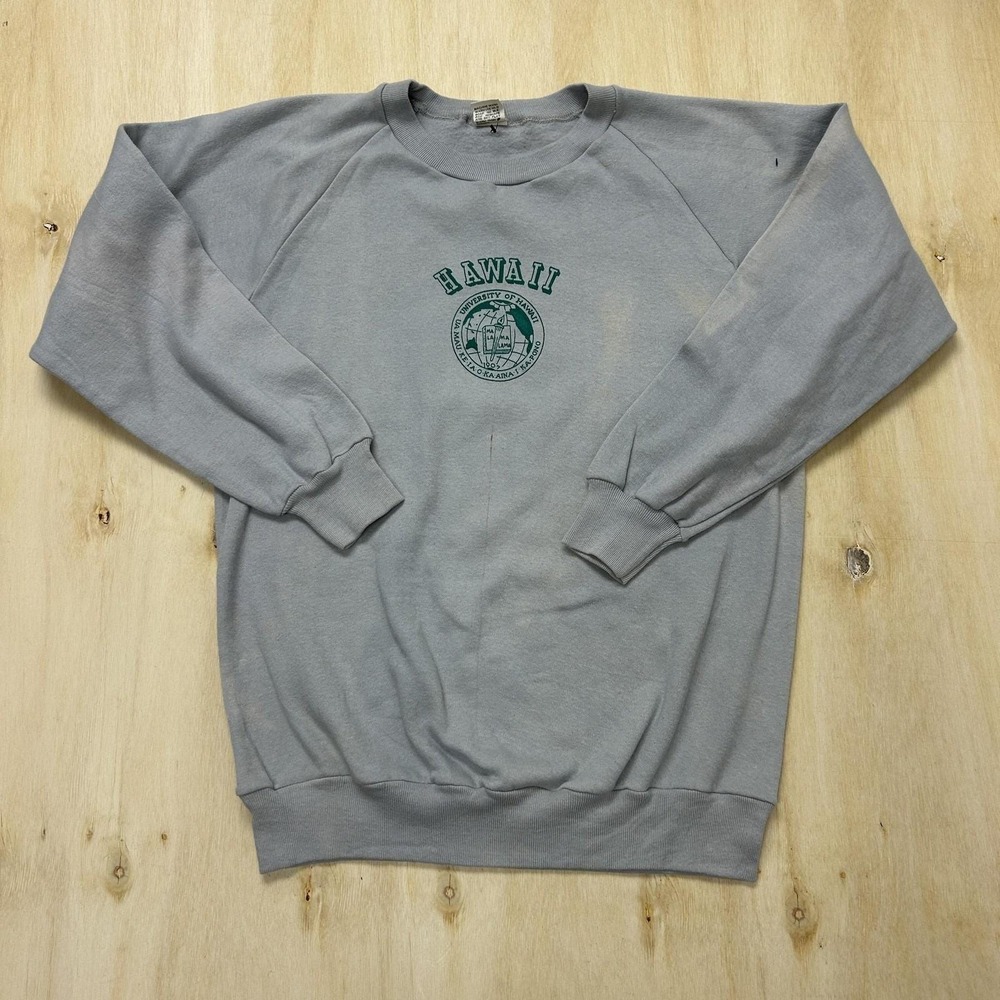 Vintage 80s University Of Hawaii Sweatshirt Mens XL Gray NCAA Horizon Crewneck